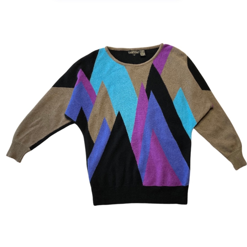 Renee Tener for Jeanne Pierre 1980s vintage purple & brown sweater